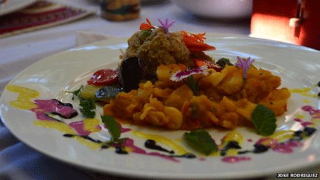 A dish served in the restaurant of Mapuche chef Jose Luis Calfucura