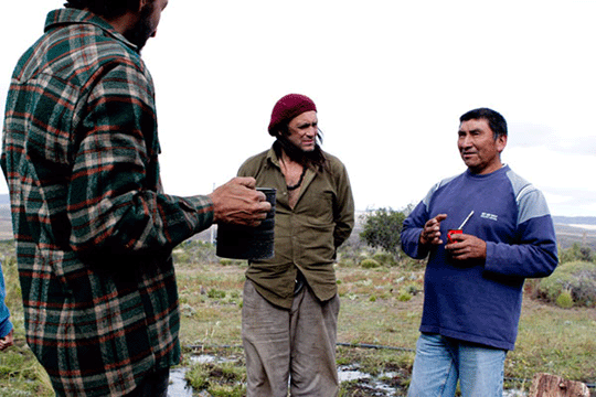 Atilio Curi&ntilde;anco holds the mate as he discusses the plight of the Mapuche in Patagonia. (Photo: Fabio D&rsquo;Errico)